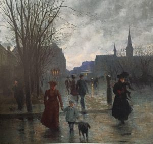 Rainy Evening on Hennepin Avenue, ca. 1910, by Robert Koehler
